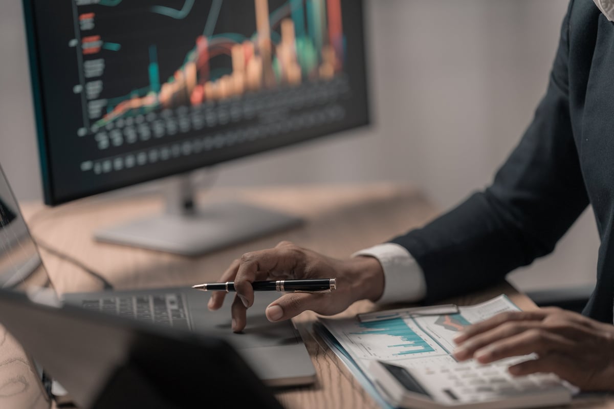Analyzing growth charts and financial data — stock market investment strategy research